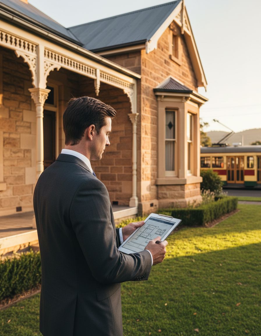 Sidel senior valuer inspecting a heritage bluestone home in Adelaide